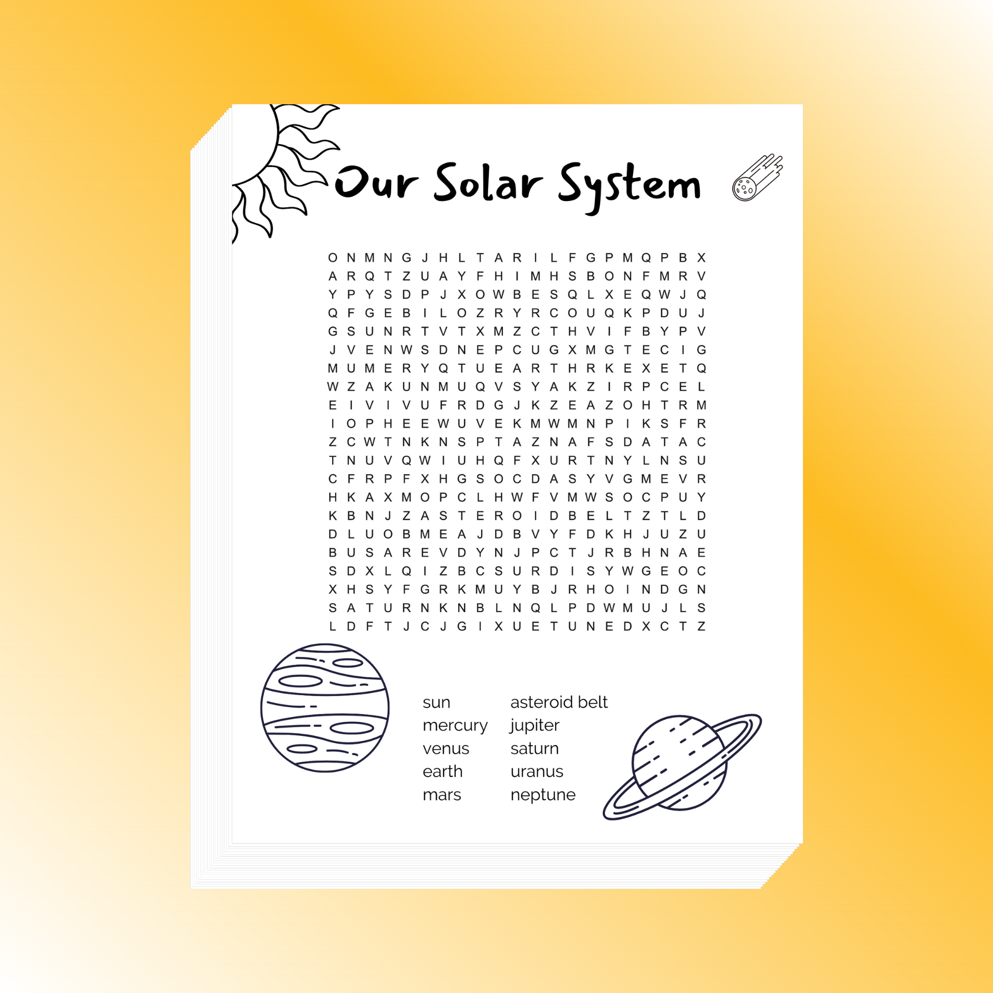 Solar System Word Search – Word Search Boss