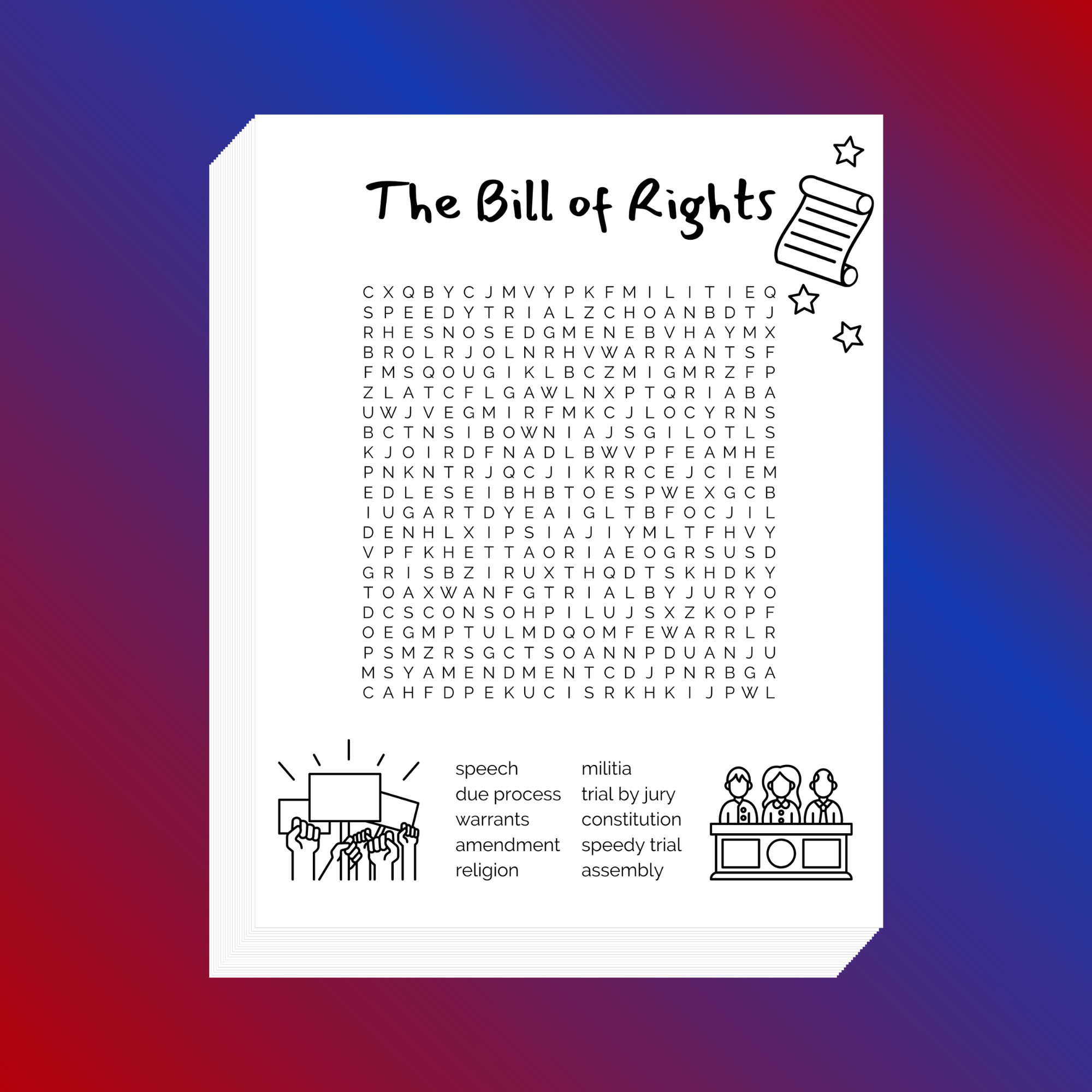 Bill of Rights Word Search Word Search Boss
