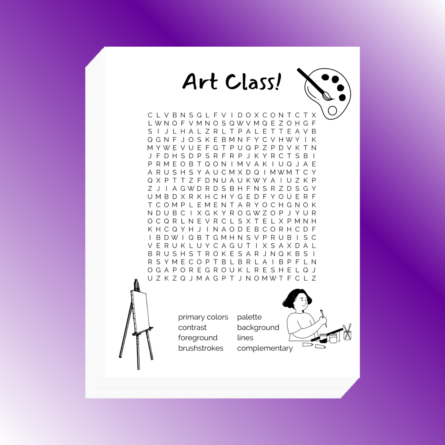 Art Class Word Search Word Search Boss