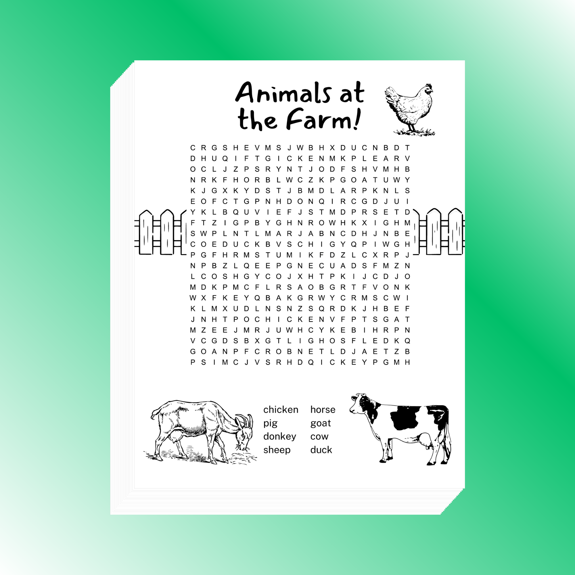 Farm Animals Word Search