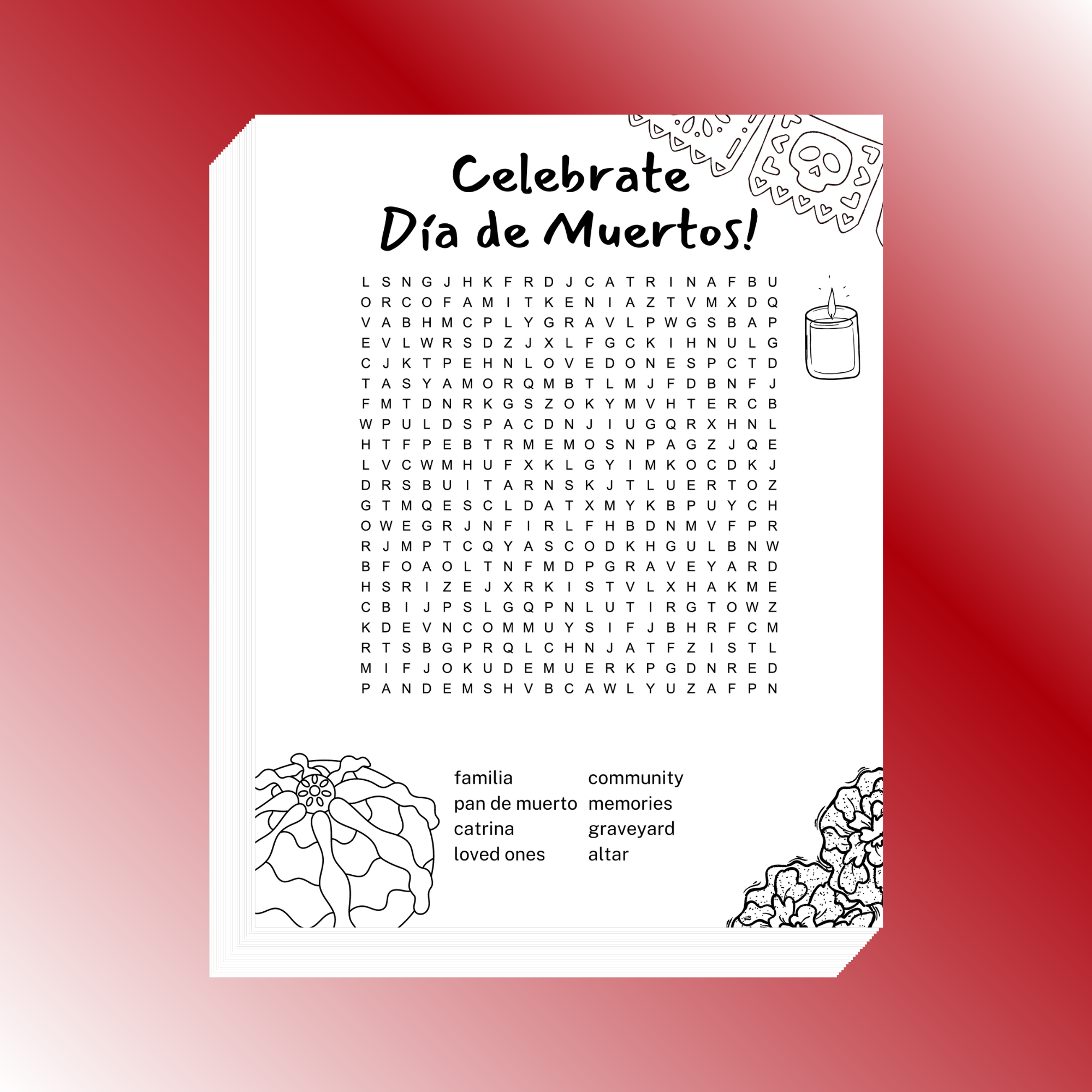 Celebrate Día de Muertos Word Search